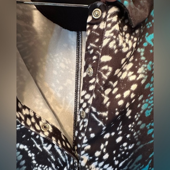 Lucky In Love Teal Black White Short Sleeve Golf Tennis Polo Shirt Size XL (16) - Picture 4 of 8